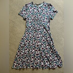 Boden Jersey Knit Dress, Ivory with Floral print, Size 8L